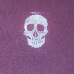 [ hand-printed v-neck skull t shirt ]